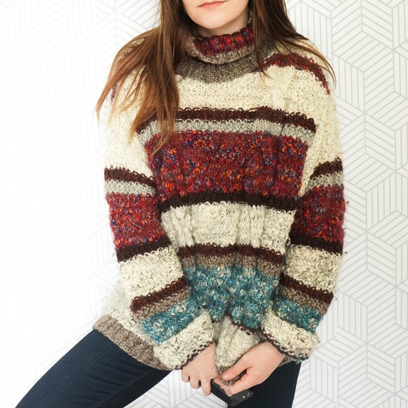 Eddie Bauer Sweaters - Eddie Bauer Super chunky Knit Wool Stripe sweater